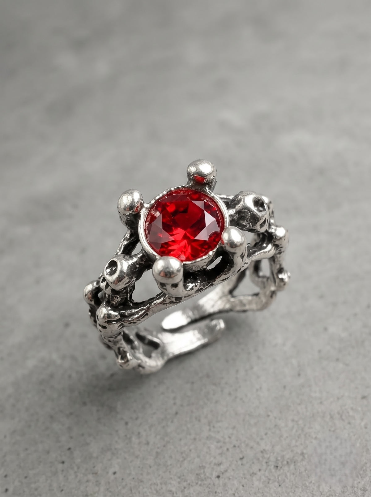 Crimson Skull Cuff Ring