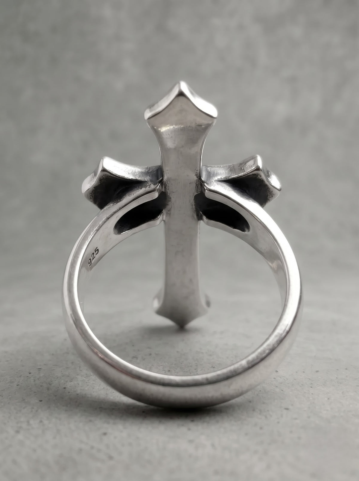 Black Enamel Cross Statement Ring