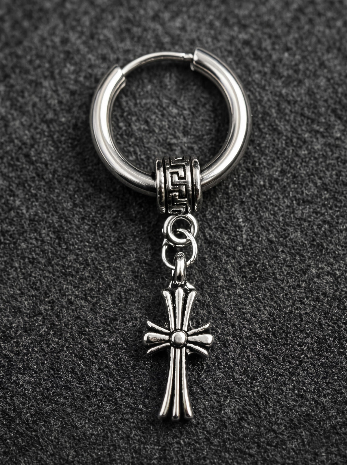 Greek Cross Charm Hoop Earrings
