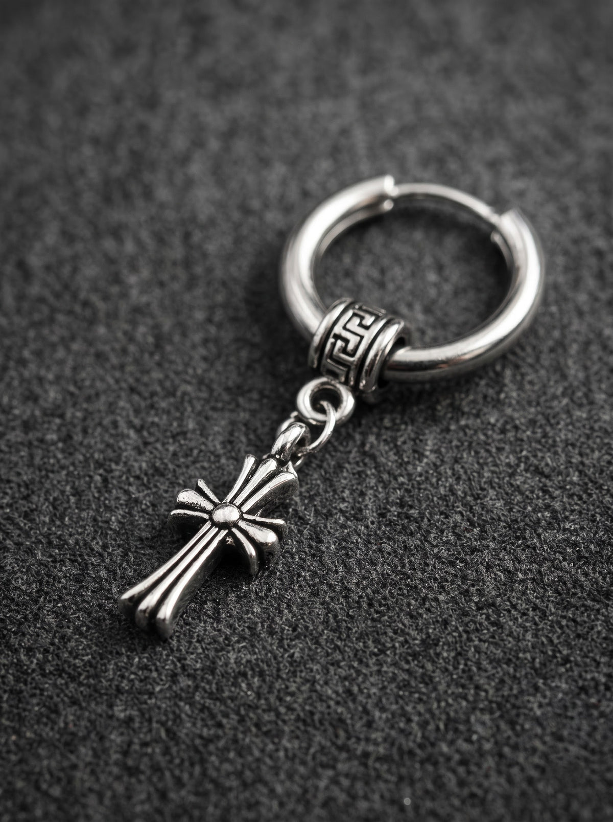 Greek Cross Charm Hoop Earrings