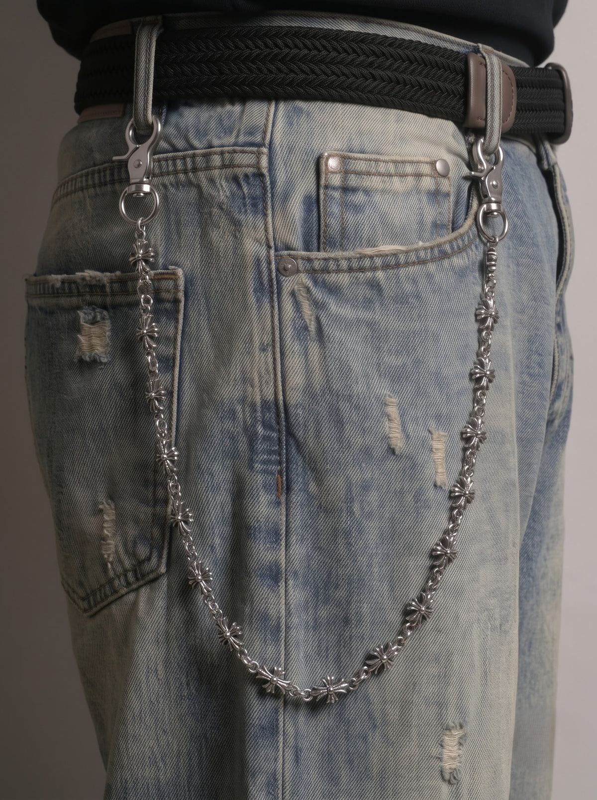 Silver Floral Charm Pant Chain