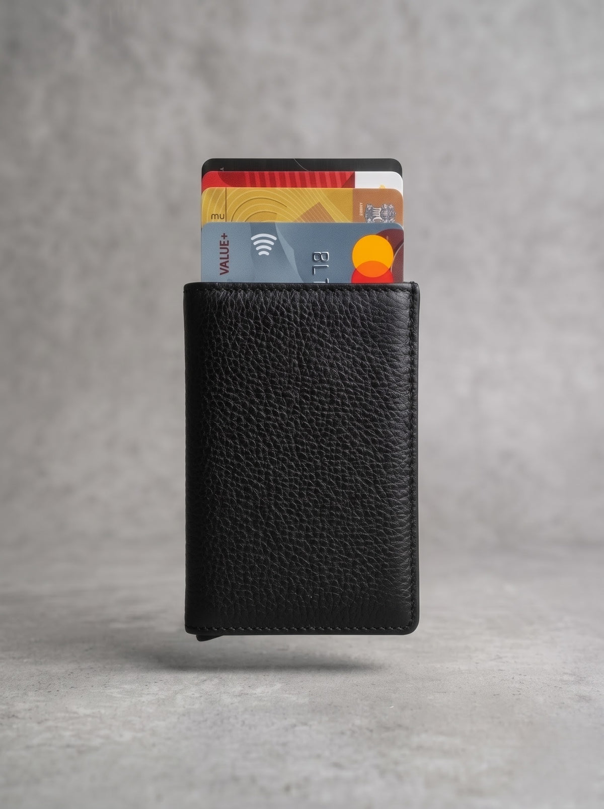 Noir Cross Embellished Leather Card Wallet