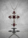 Crimson Gothic Crystal Cross Necklace