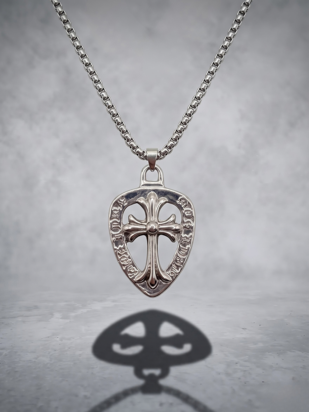 Gothic Shield Cross Pendant Necklace