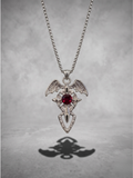 Crimson Batwing Gothic Pendant Necklace