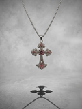 Rose Crystal Gothic Cross Necklace