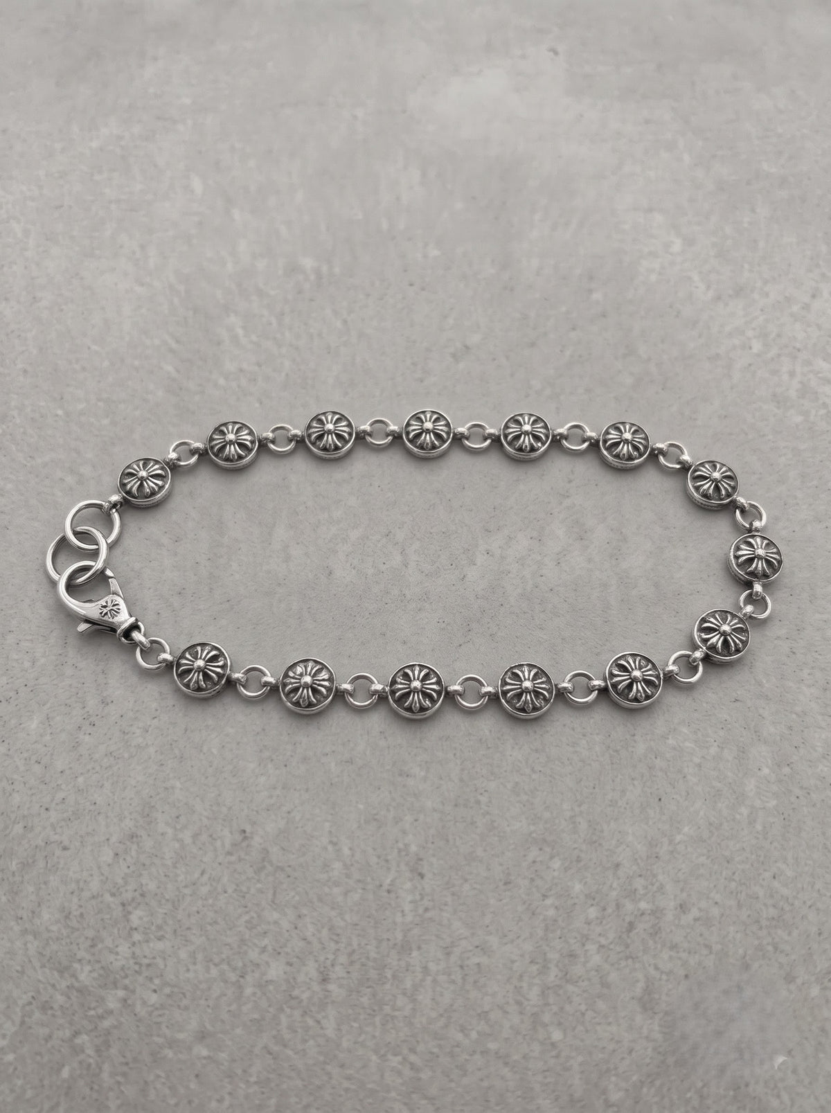 Vintage Floral Coin Link Bracelet