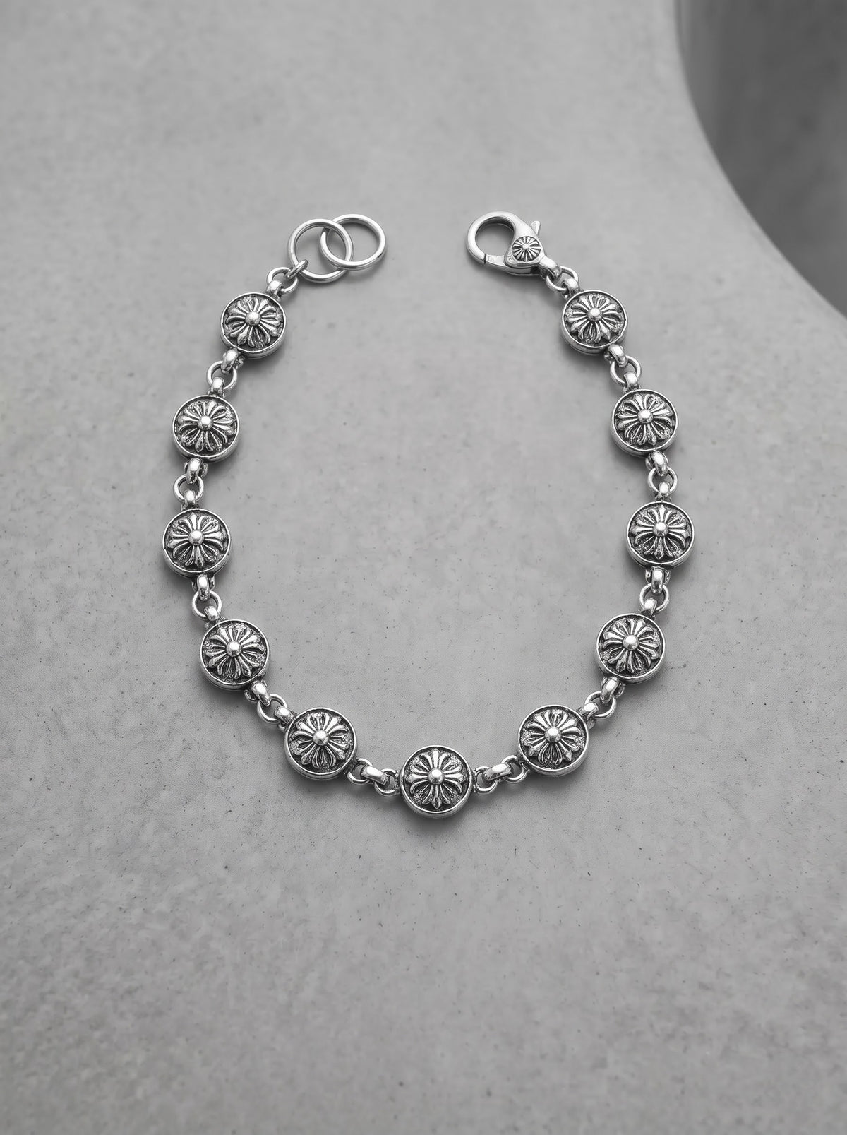 Vintage Floral Coin Link Bracelet