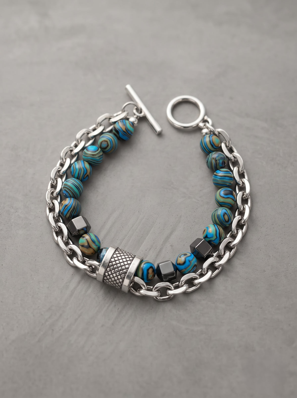 Azure Forge Beaded Chain Bracelet