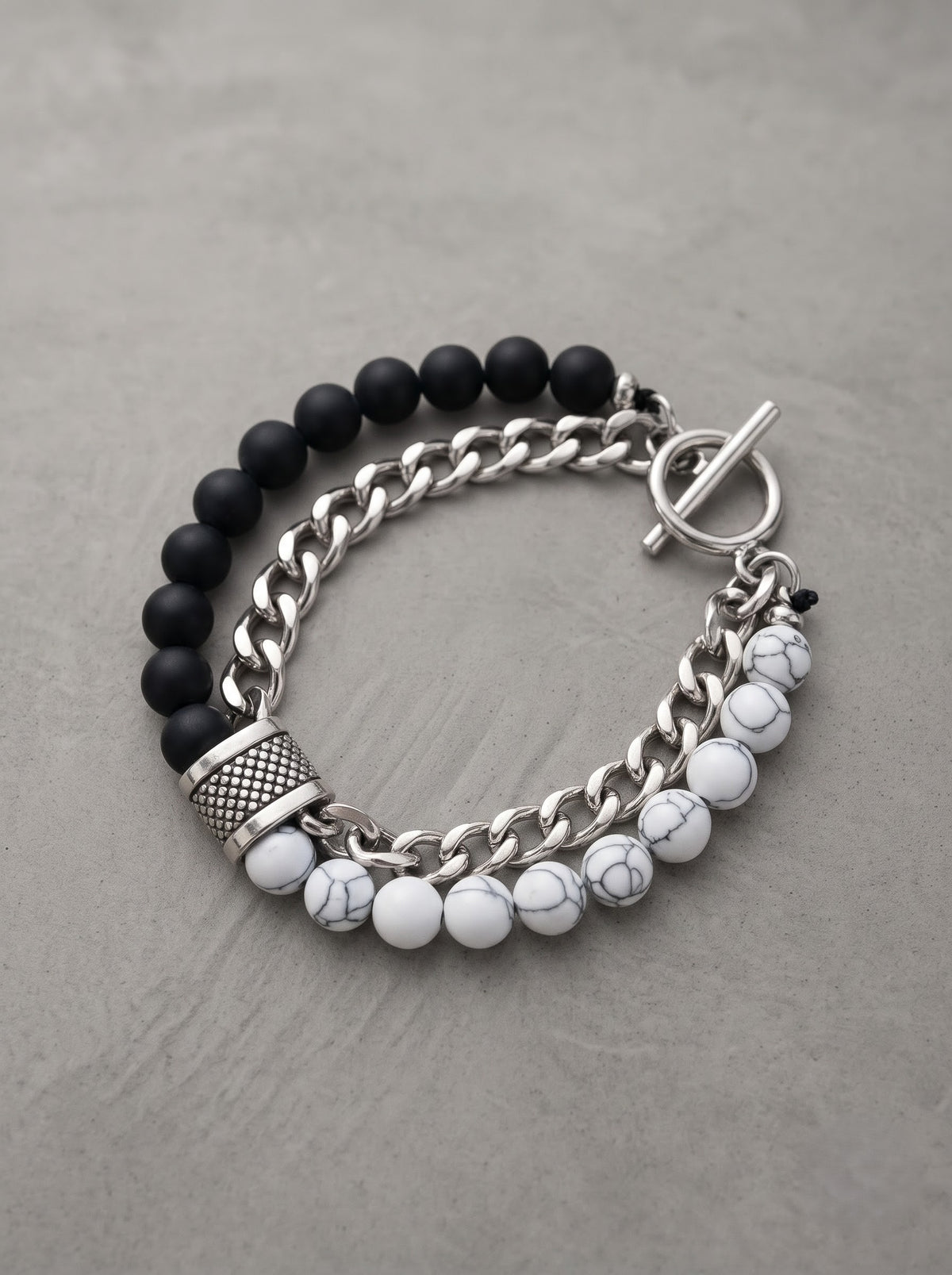 Monochrome Edge Double-Layer Beaded Bracelet
