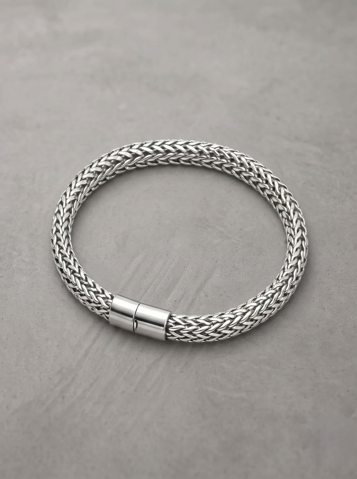 Silver Woven Rope Chain Bracelet