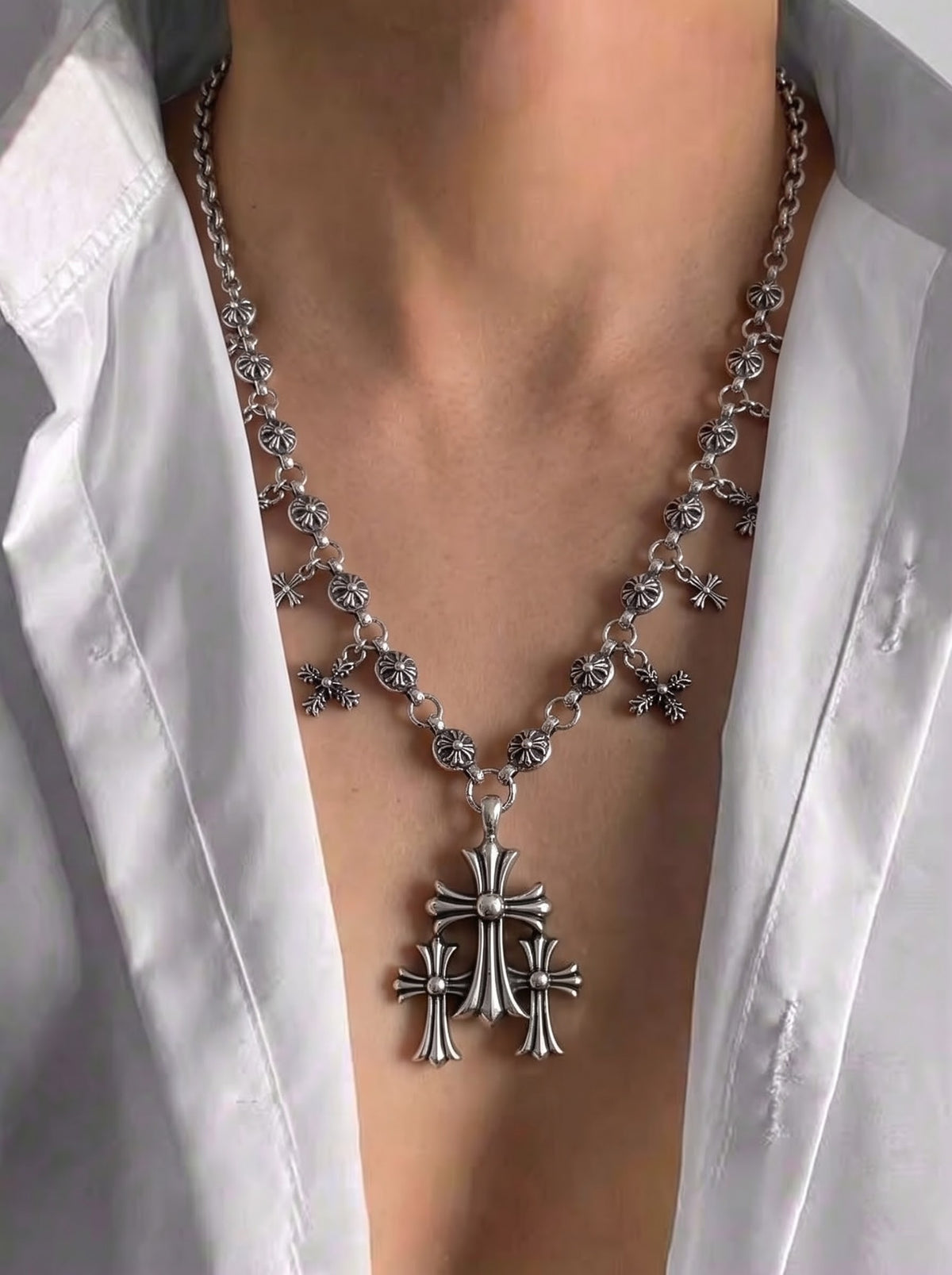 Gothic Trinity Cross Necklace