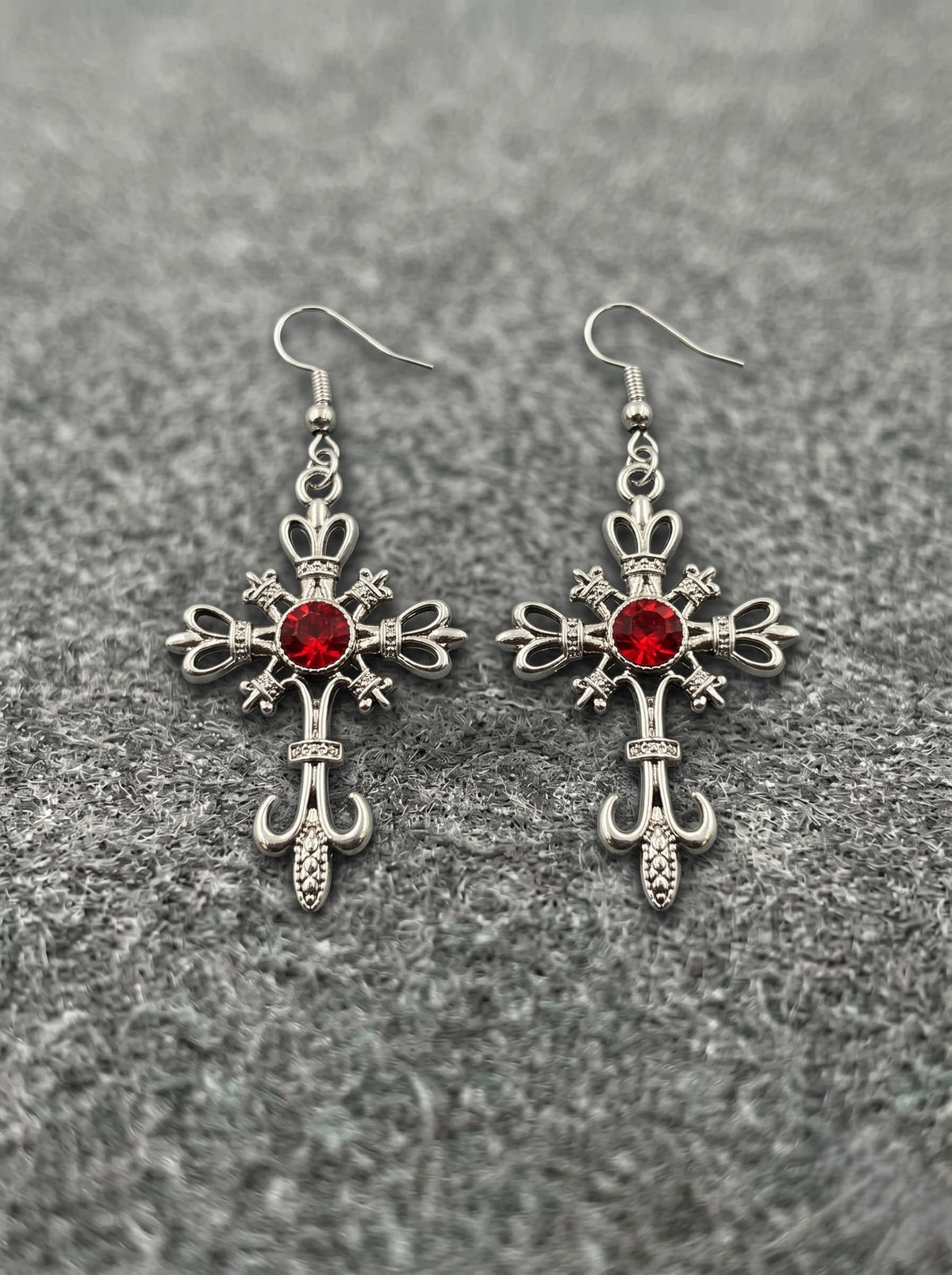 Royal Ruby Cross Earrings