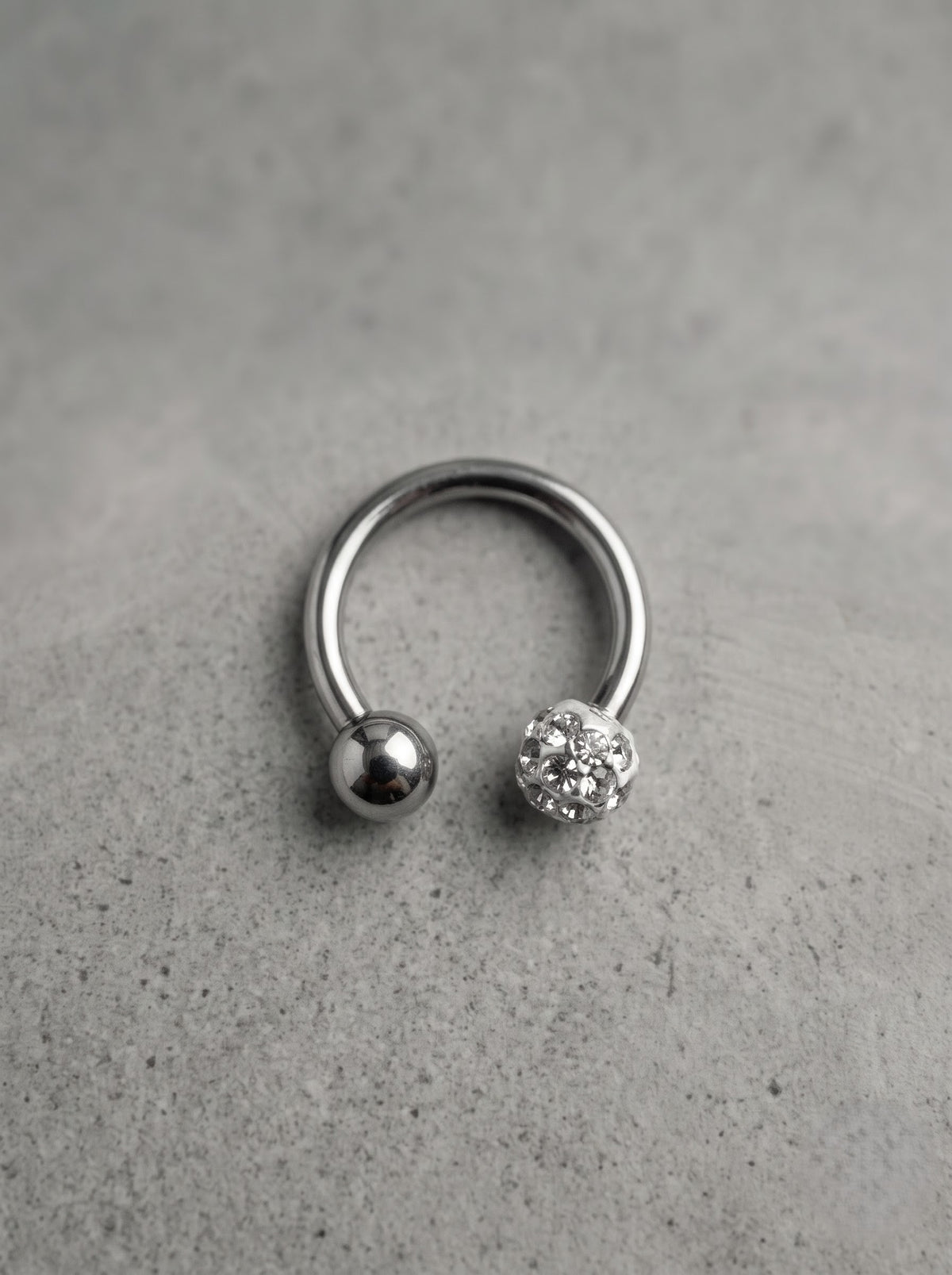 Silver Crystal Ball Horseshoe Ring – Rhinestone Edition