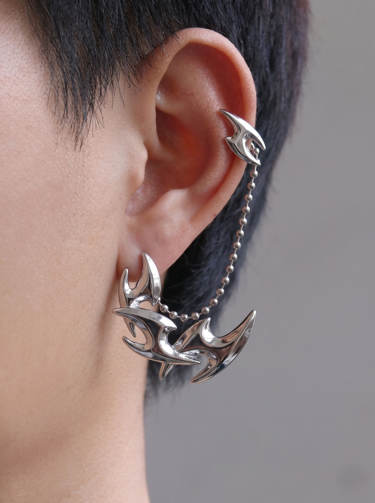 Silver Tribal Chain Ear Cuff