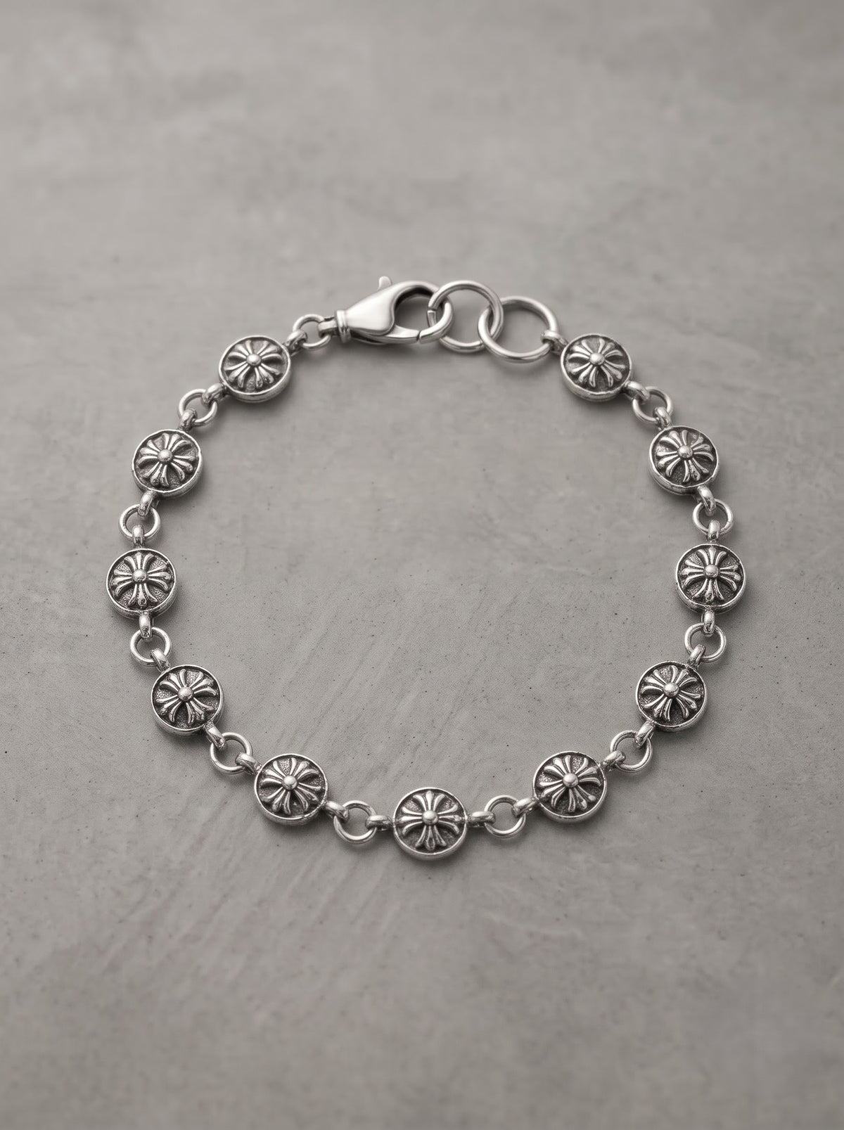Vintage Floral Coin Link Bracelet