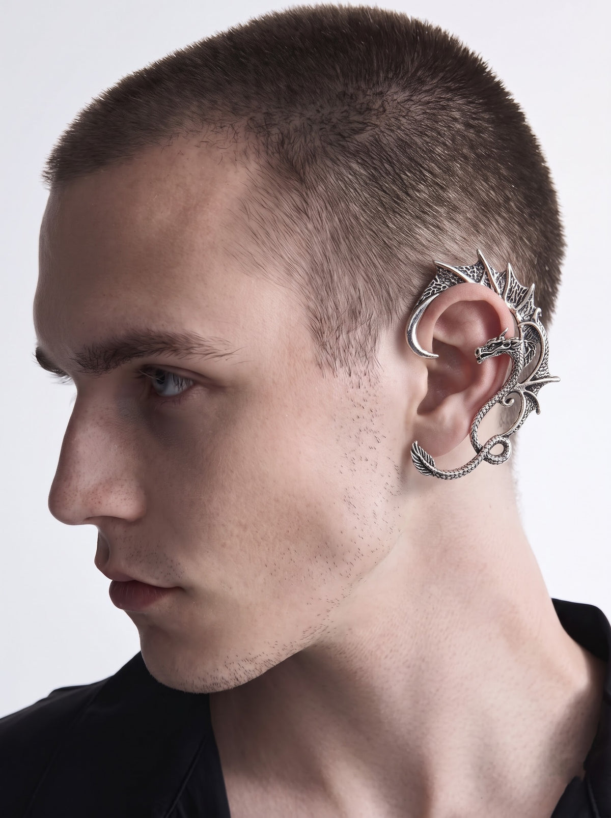 Silver Winged Dragon Ear Cuff