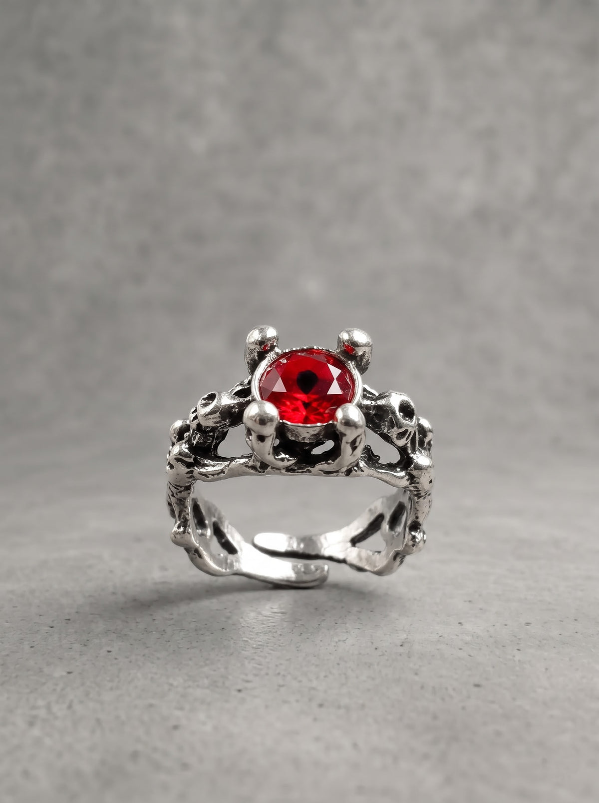 Crimson Skull Cuff Ring