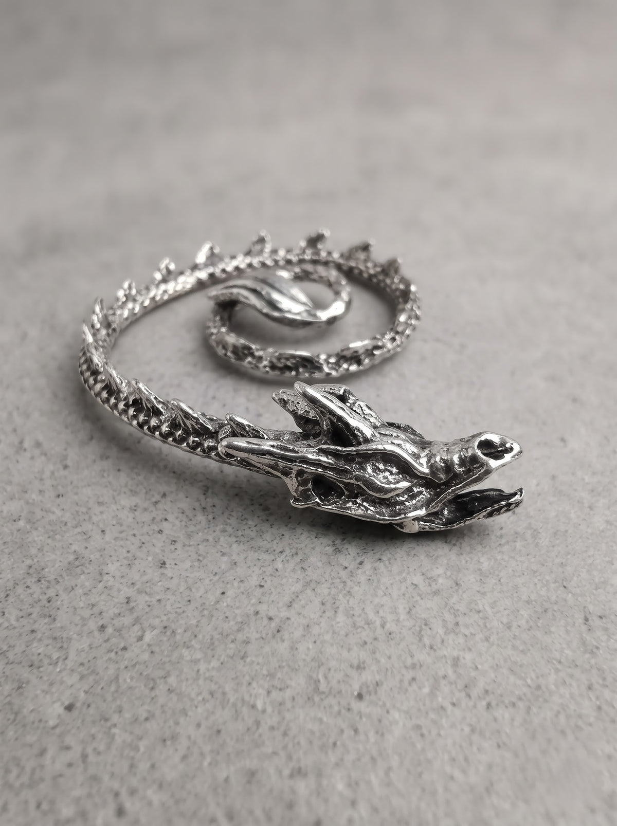 Silver Dragon Spiral Ear Cuff