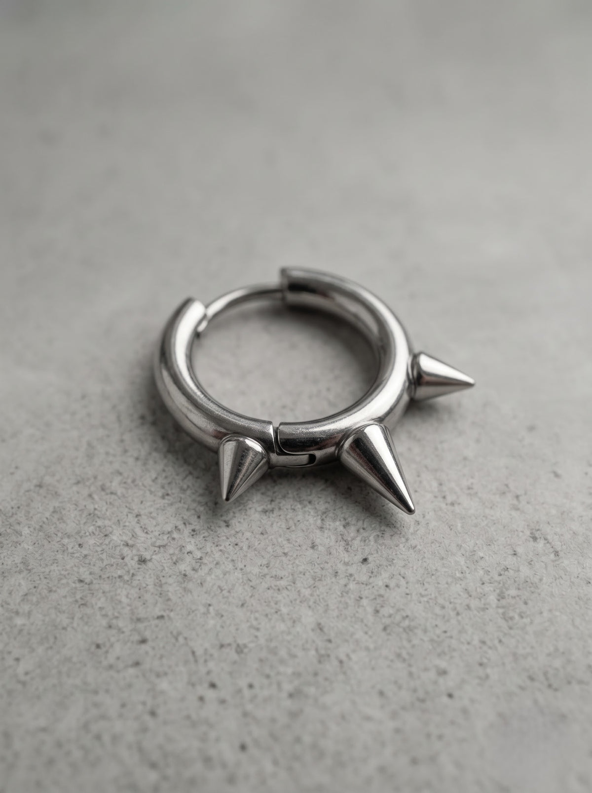 Silver Triple Spike Hoop Earring – Punk Minimal Edition