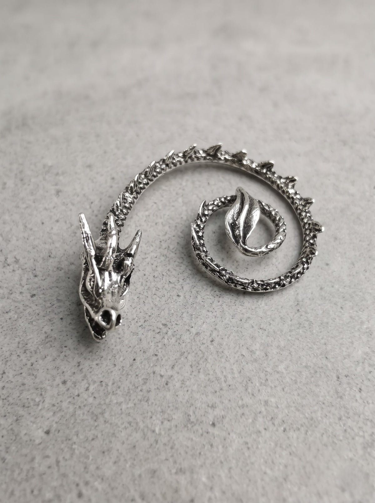 Silver Dragon Spiral Ear Cuff