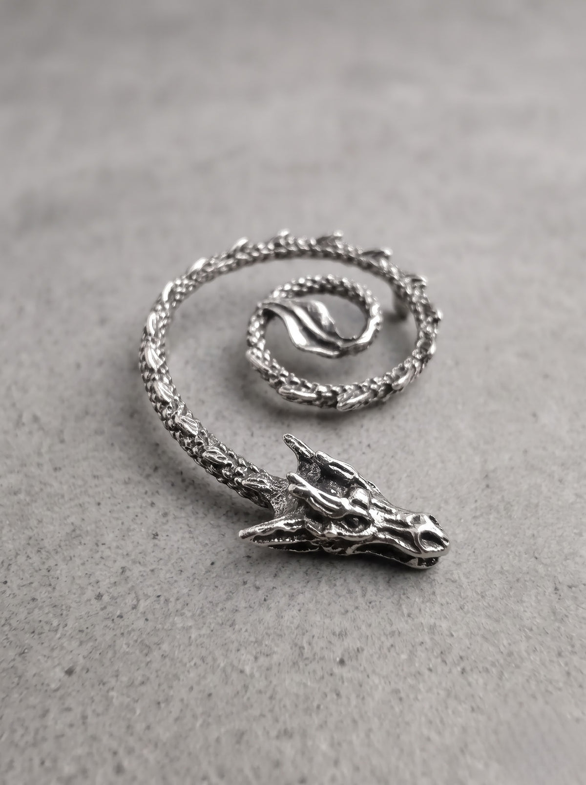 Silver Crimson-Eye Dragon Ear Cuff
