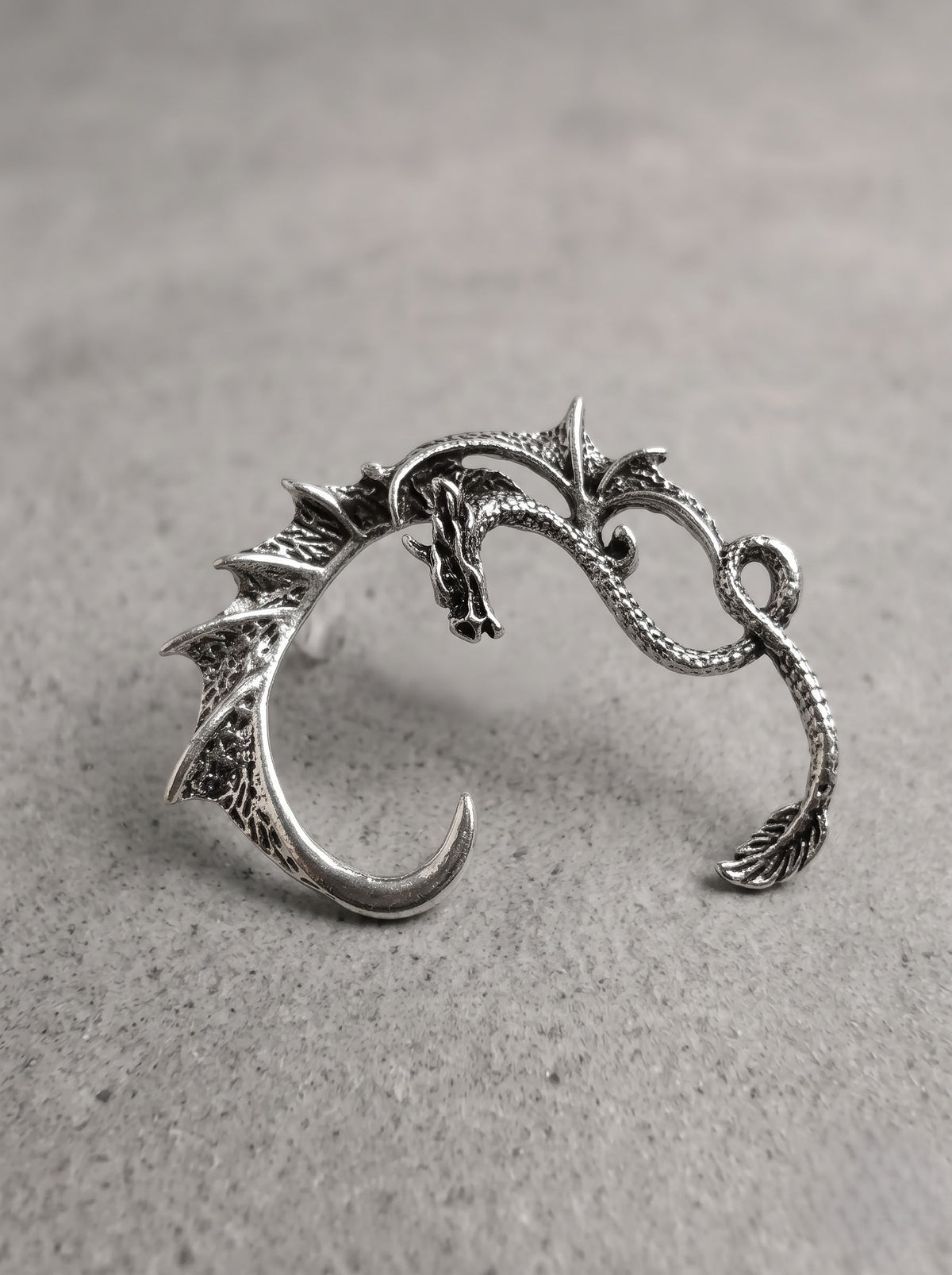 Silver Winged Dragon Ear Cuff