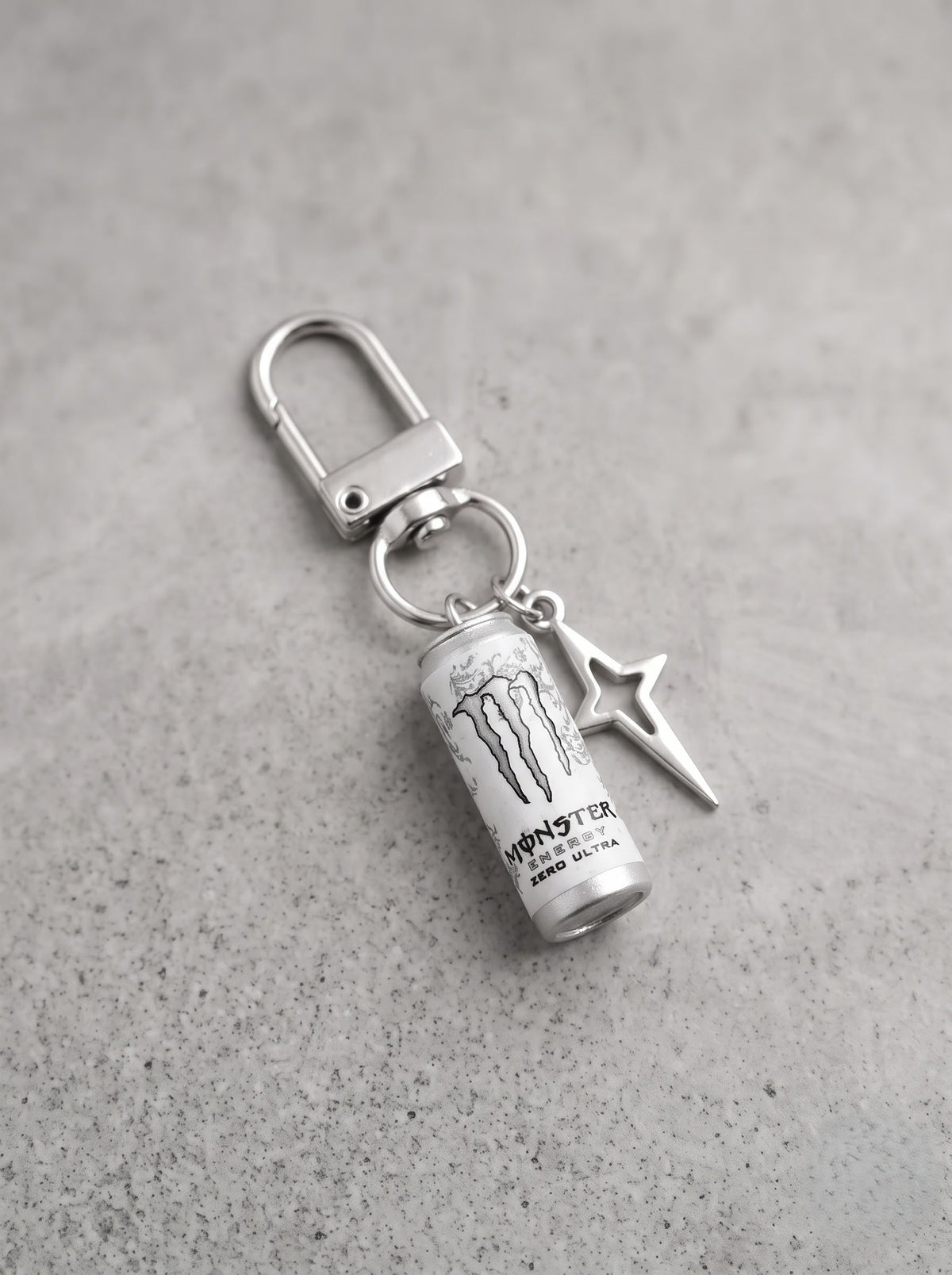 Monster Zero Ultra Mini Can Keychain – Silver Star Edition