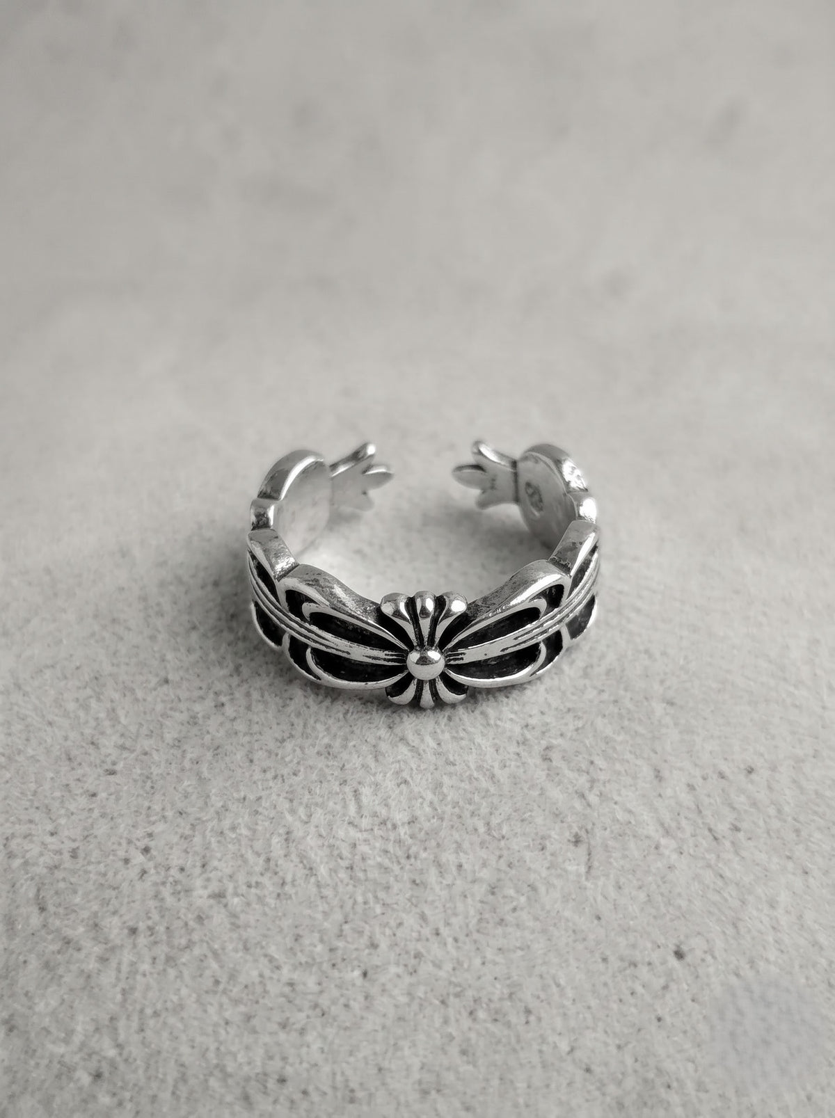 Antique Silver Gothic Wing Ring – Ornate Openwork Edition