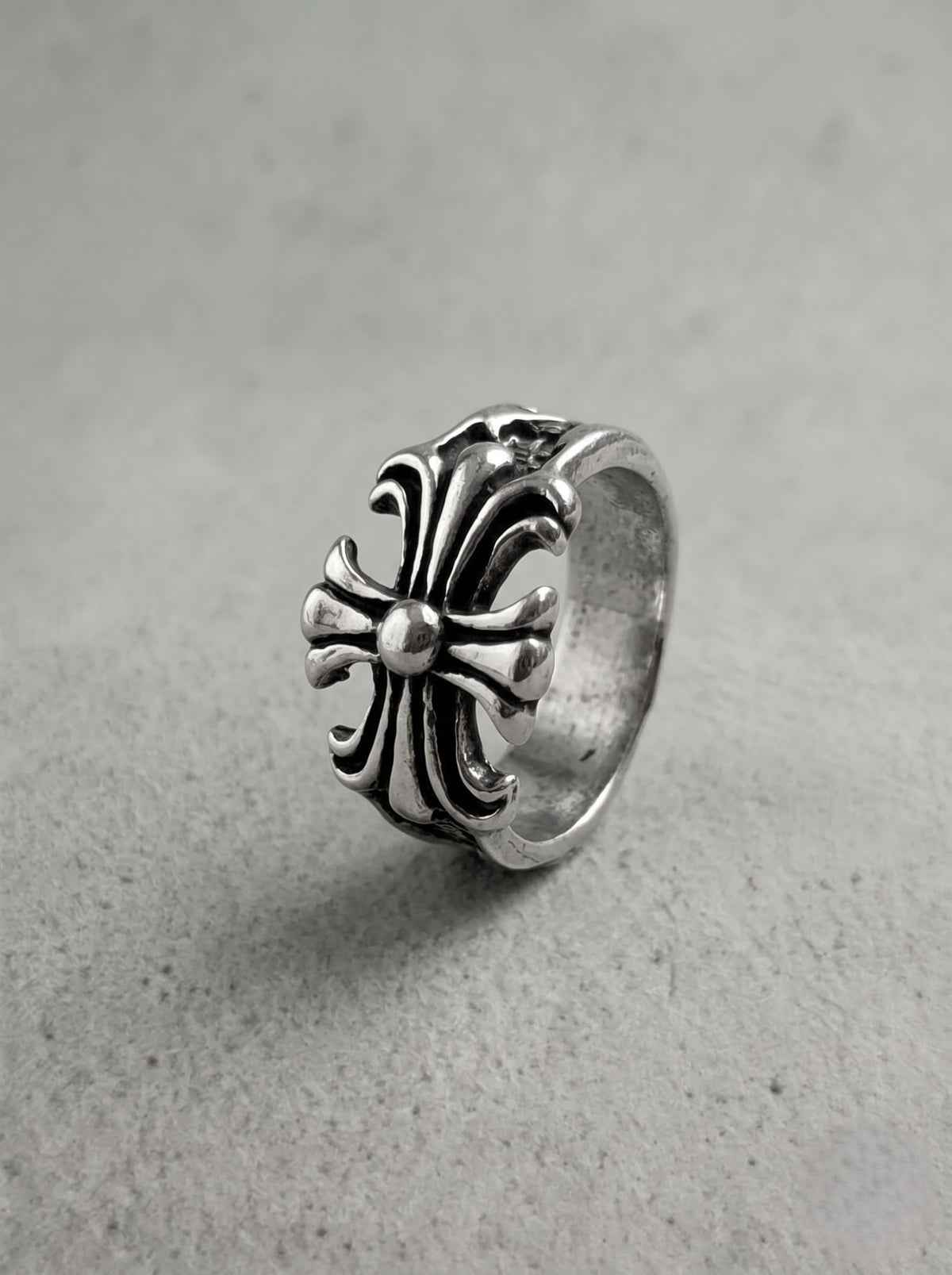 Antique Silver Gothic Cross Ring – Openwork Statement Edition