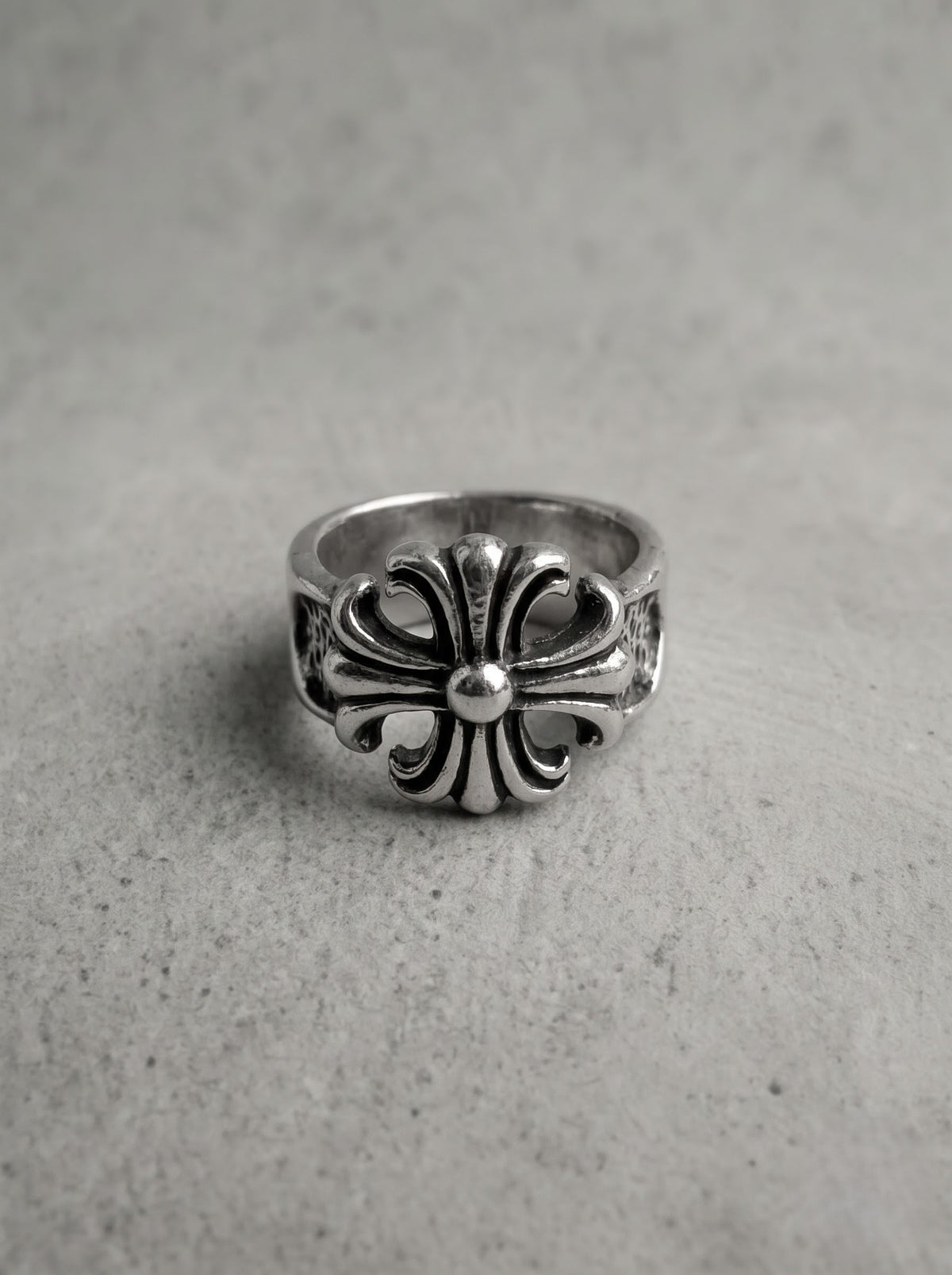 Antique Silver Gothic Cross Ring – Openwork Statement Edition