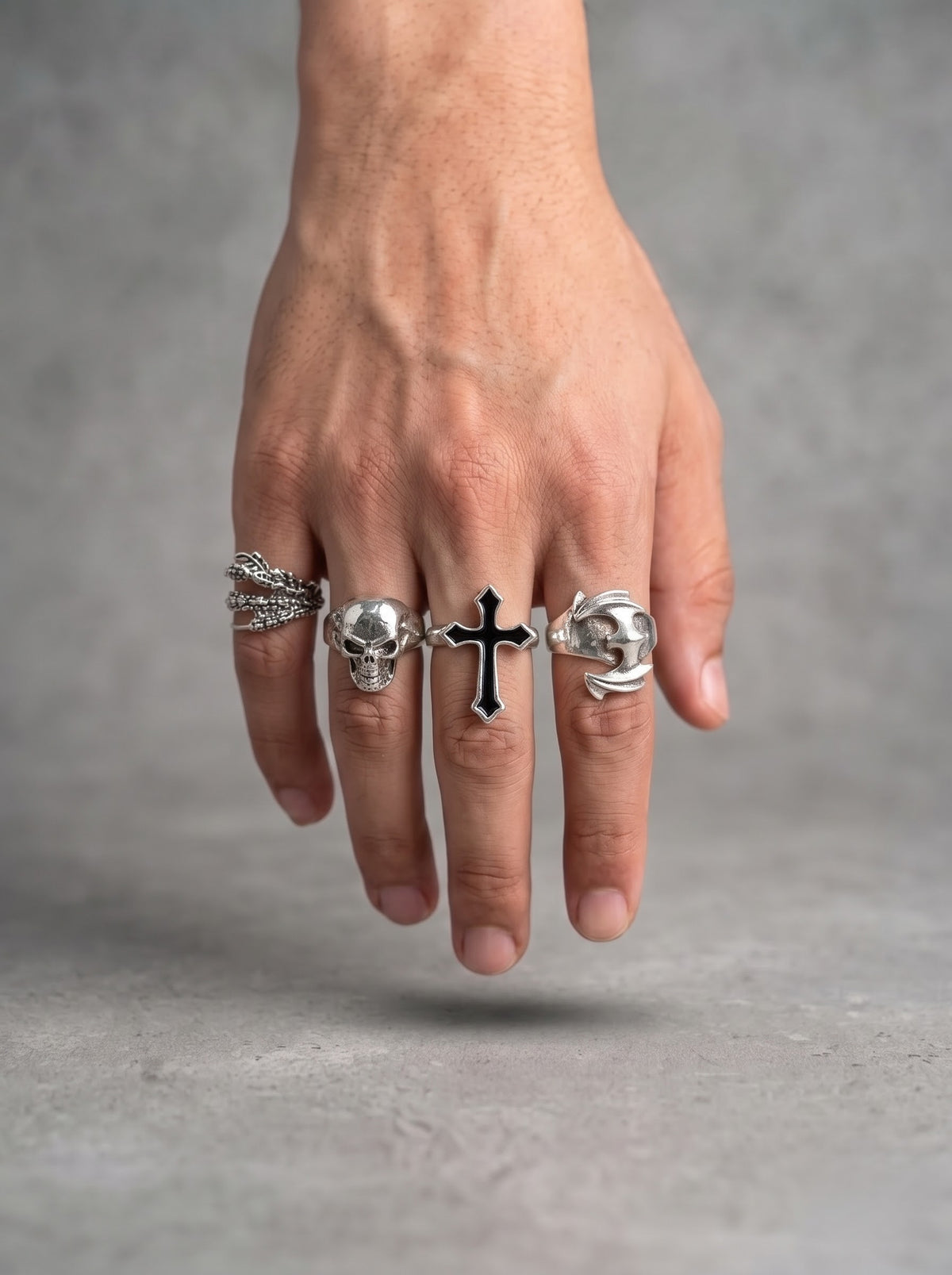 Gothic Edge Statement Ring Set