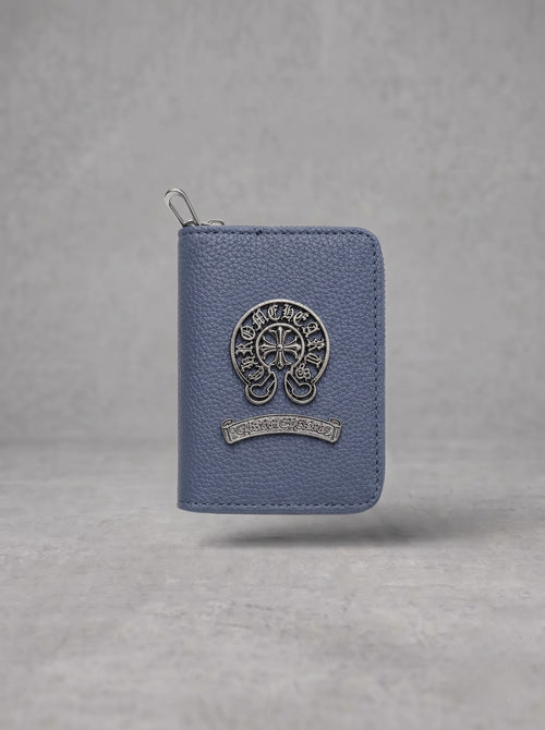 Blue Chrome Gothic Zip Card Wallet