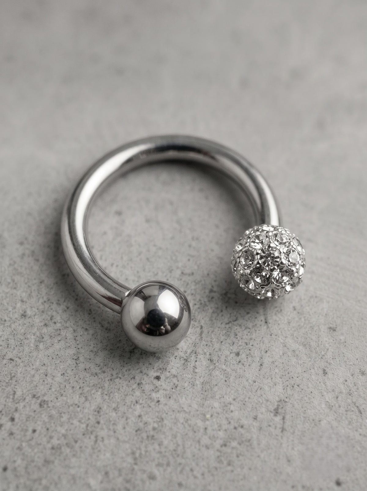 Silver Crystal Ball Horseshoe Ring – Rhinestone Edition
