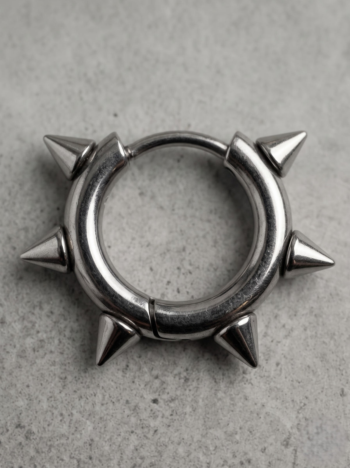 Silver Spiked Hoop Earring – Punk Gothic Studded Edition