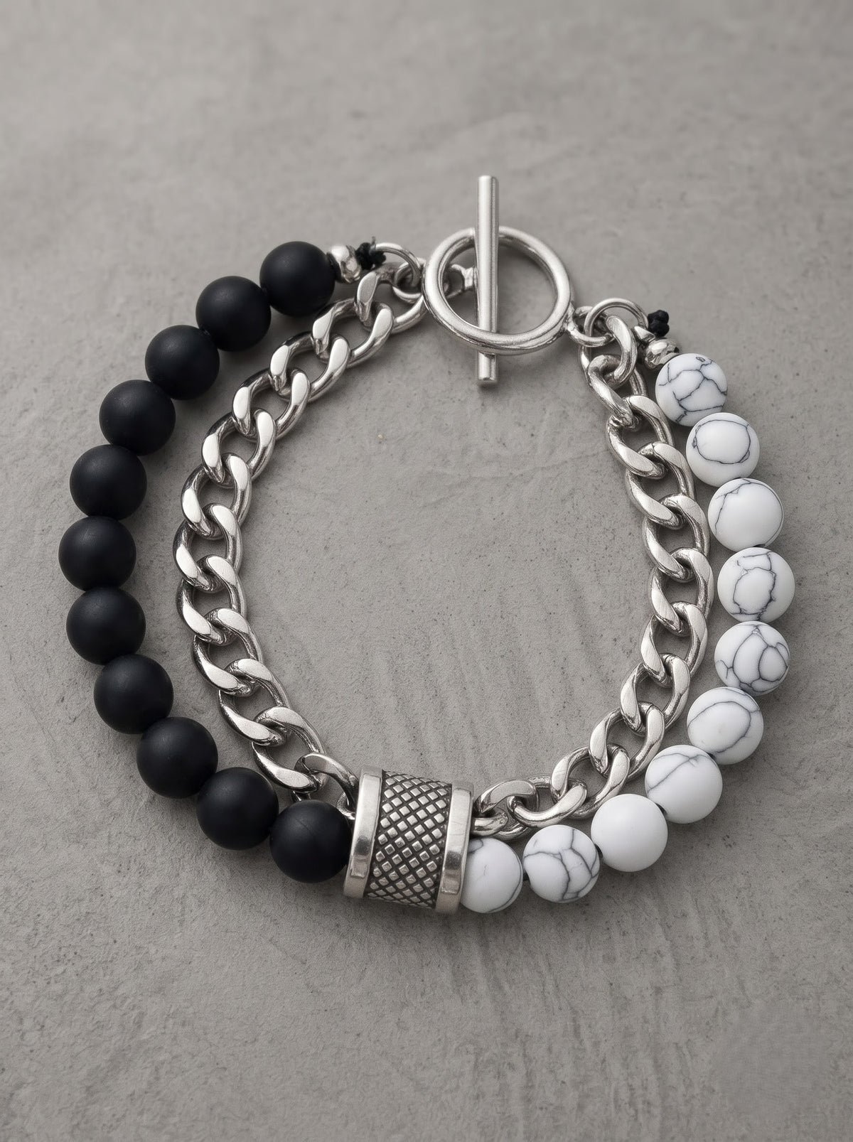 Monochrome Edge Double-Layer Beaded Bracelet