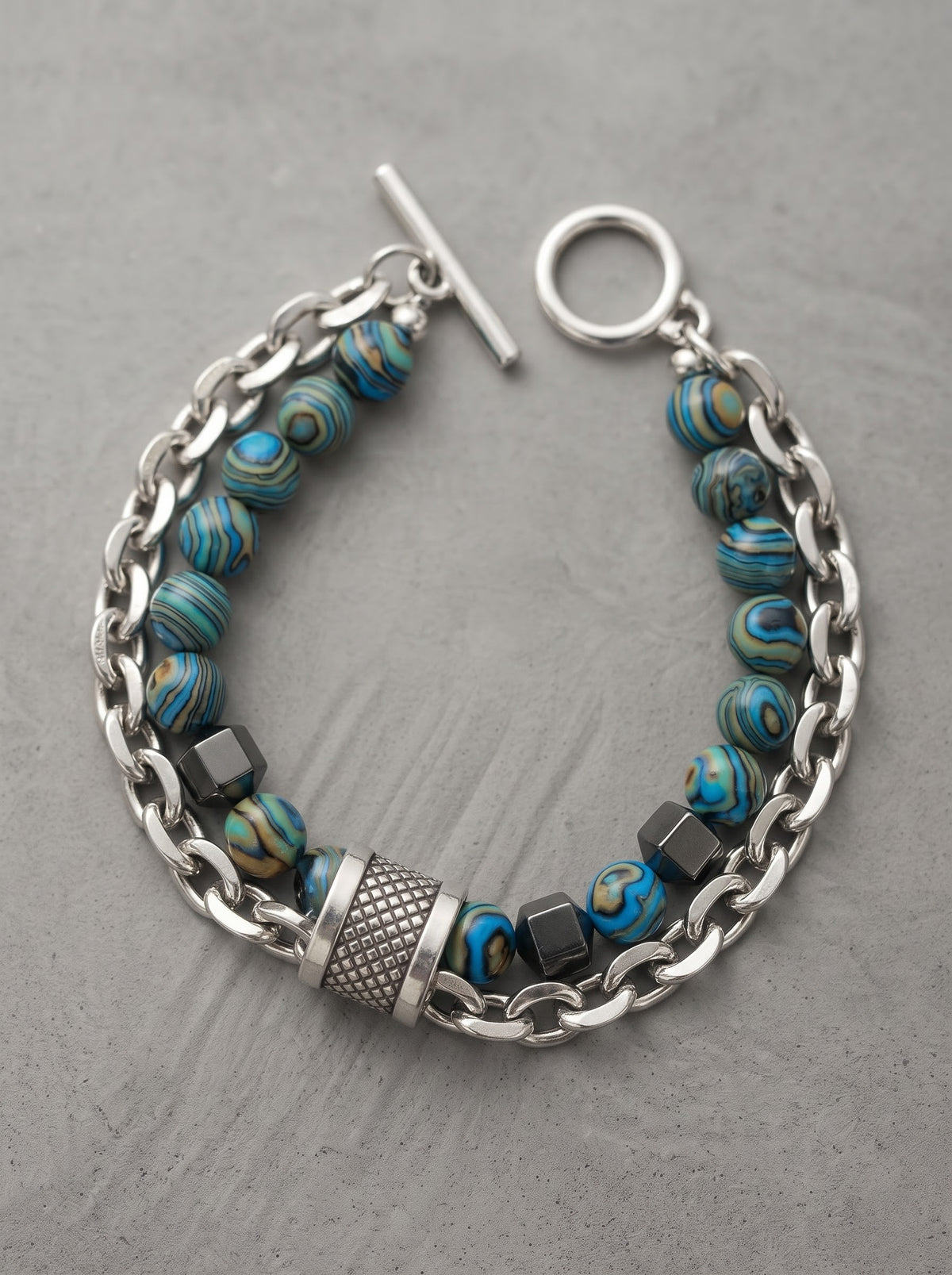 Azure Forge Beaded Chain Bracelet