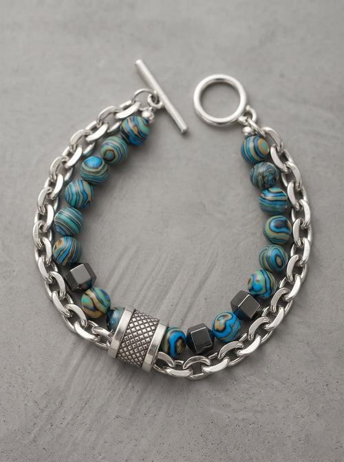 Azure Forge Beaded Chain Bracelet
