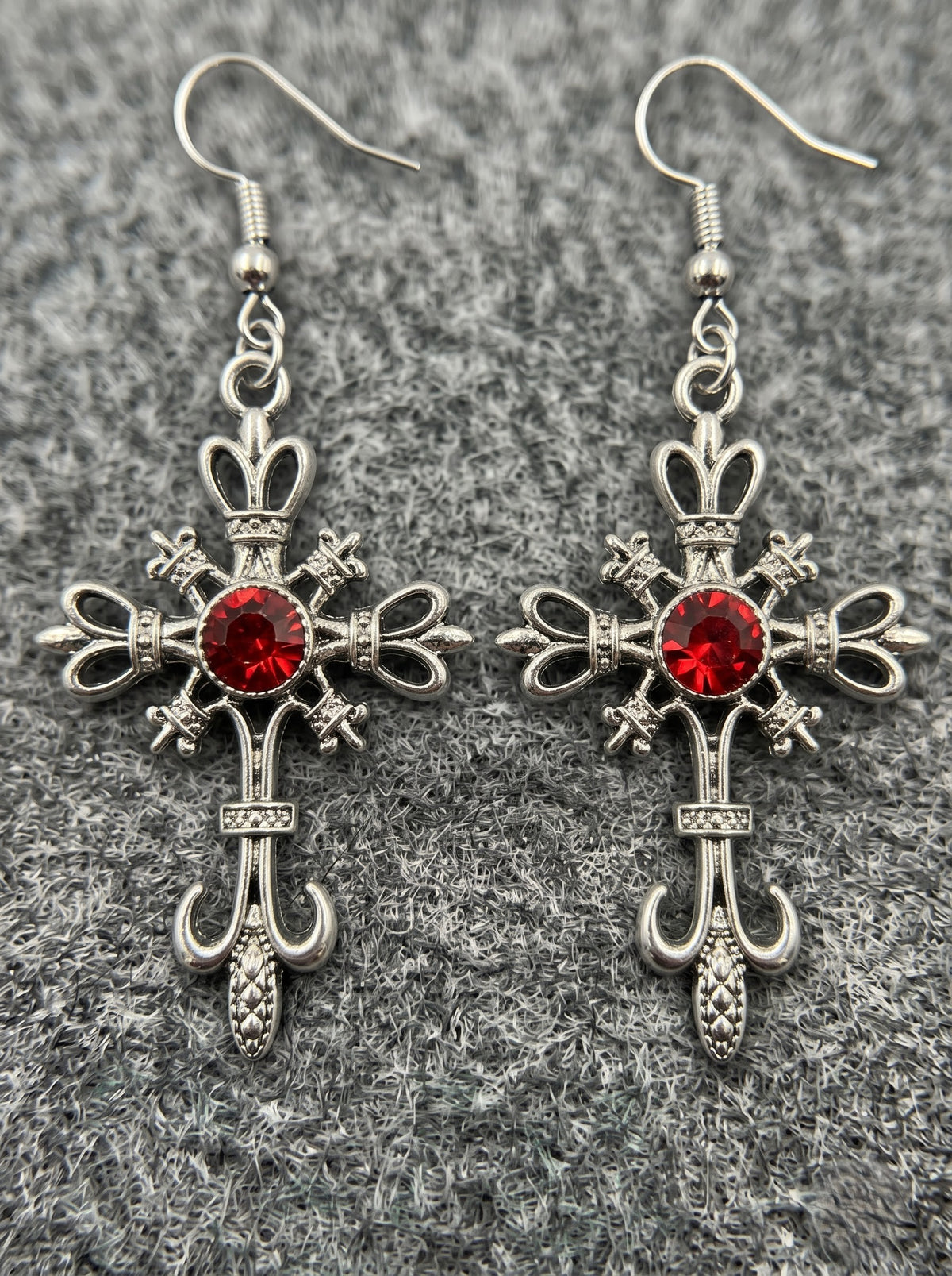 Royal Ruby Cross Earrings