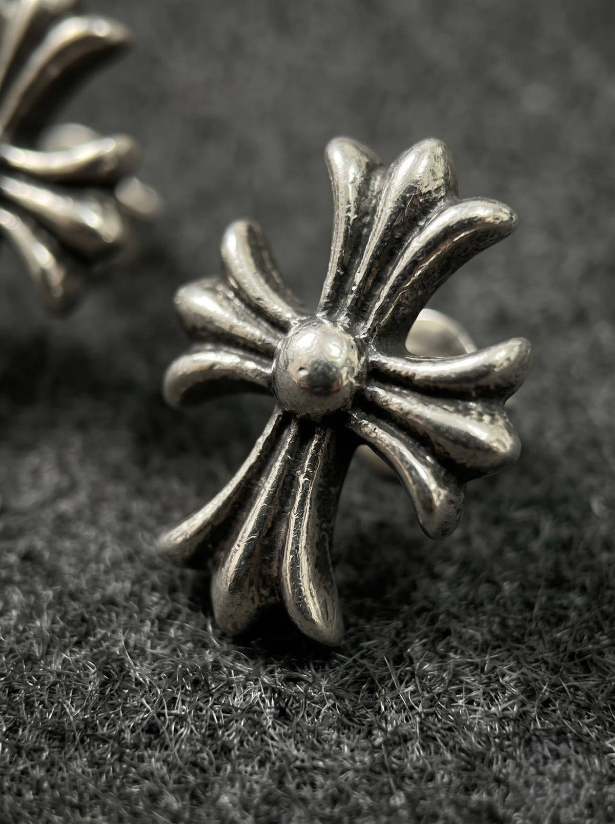 Silver Bloom Cross Stud Earrings