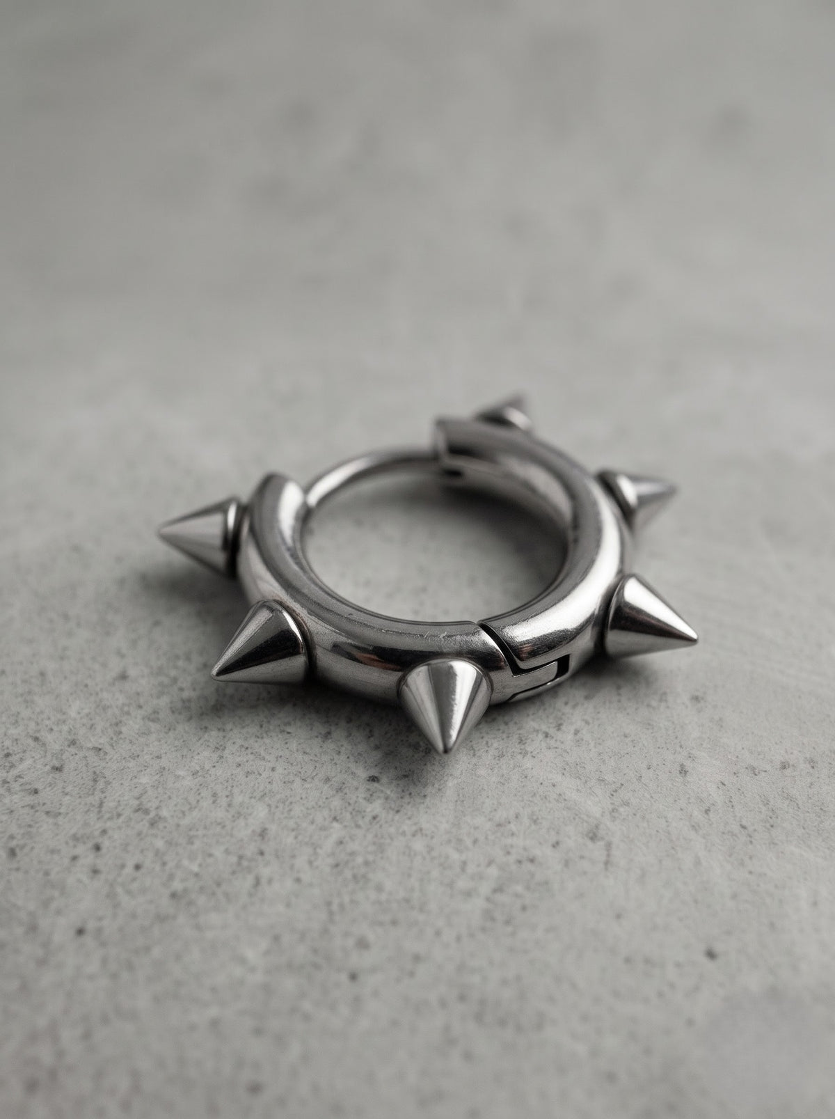Silver Spiked Hoop Earring – Punk Gothic Studded Edition