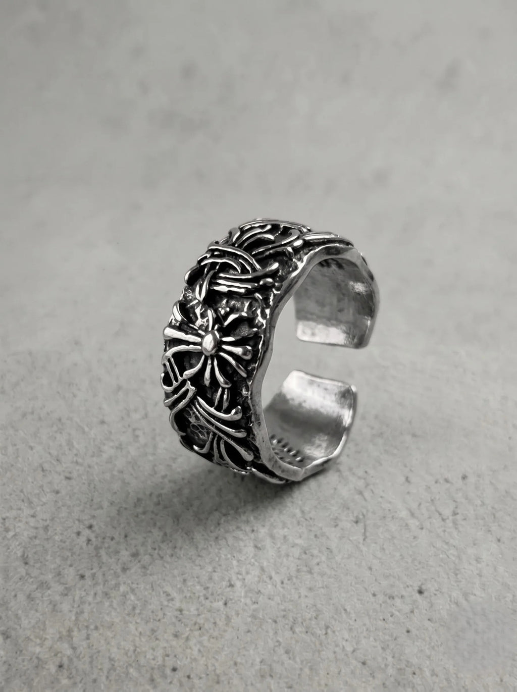 Gothic Cross Filigree Open Ring