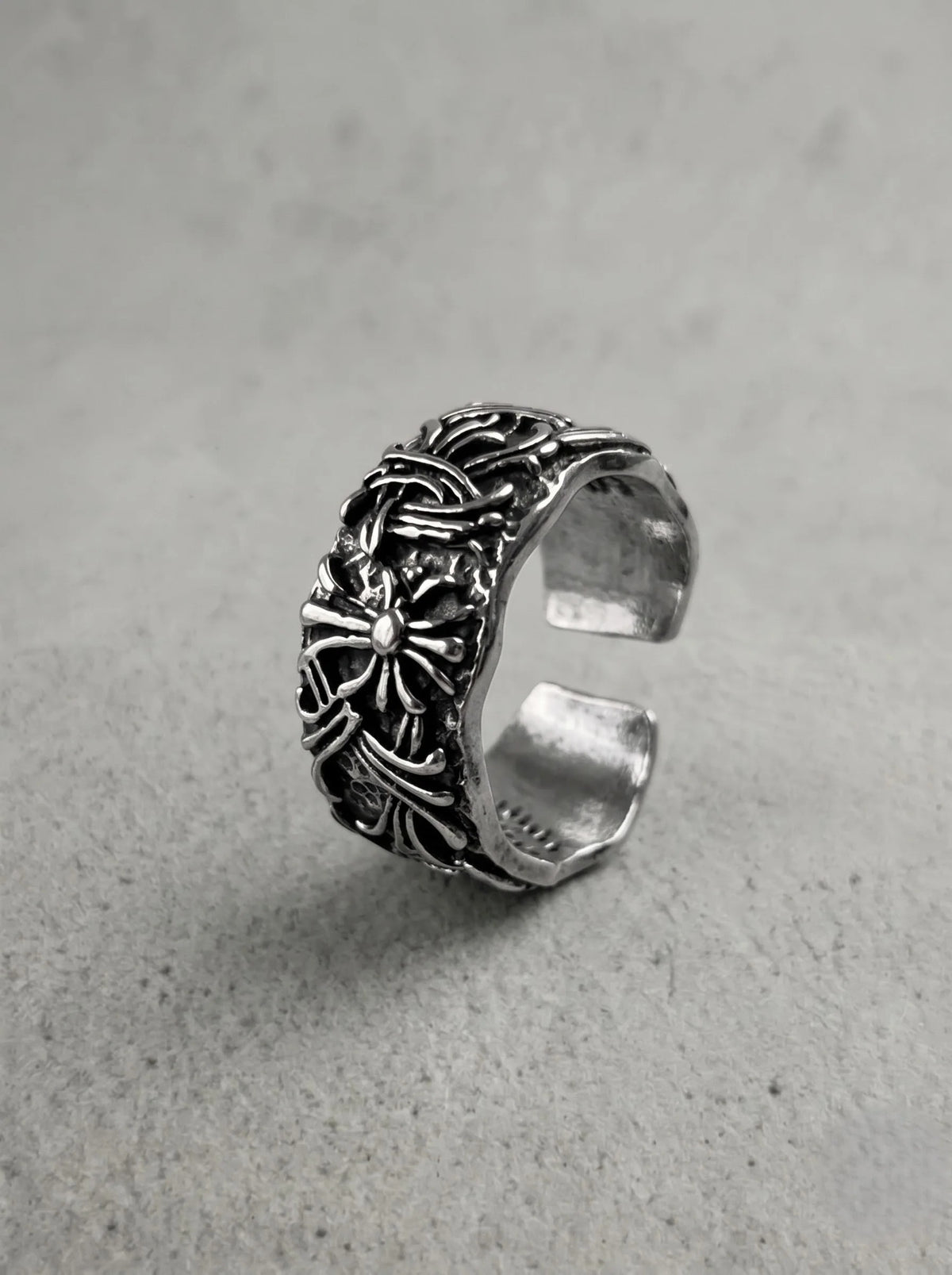Gothic Cross Filigree Open Ring