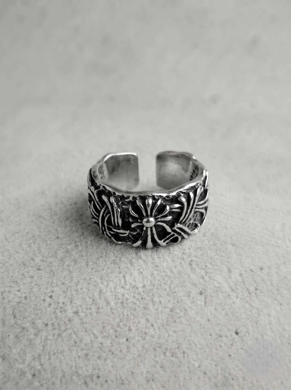 Gothic Cross Filigree Open Ring