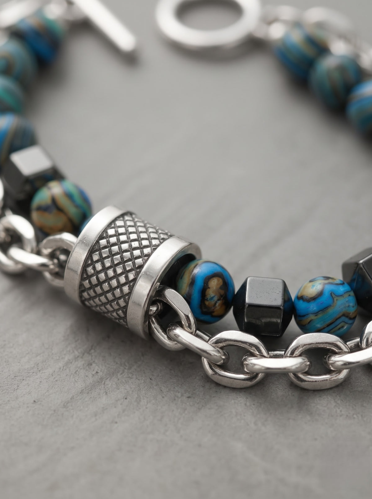 Azure Forge Beaded Chain Bracelet